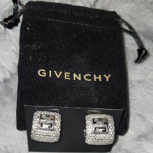 Givenchy 4G Crystal Embleshed Silver Earrings